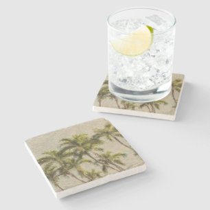 Ancient Palm Mosaic Stone Coaster
