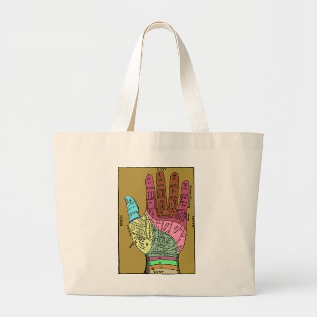 Ancient Palm Reading Chart Large Tote Bag (Front)