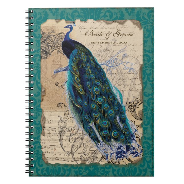 Ancient Peacock Formal Wedding Planner Journal (Front)