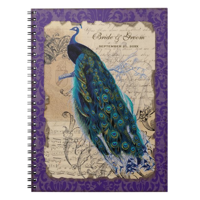 Ancient Peacock Formal Wedding Planner Journal (Front)