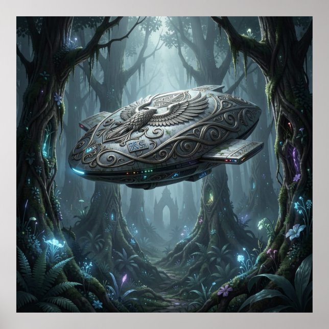  Ancient Pelasgian Eagle Spaceship in Twilight For Poster (Front)