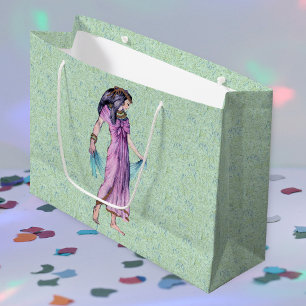 Ancient Pretty Egyptian Lady Princess in Purple Large Gift Bag