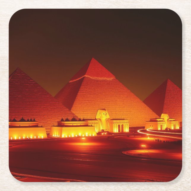 Ancient Pyramids Square Paper Coaster (Front)