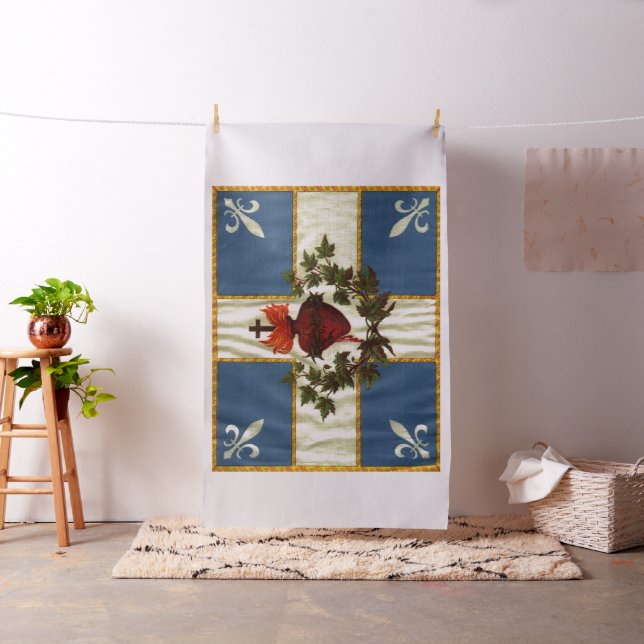 Ancient Quebec flag Chime Sacred Heart Fabric (In Situ)