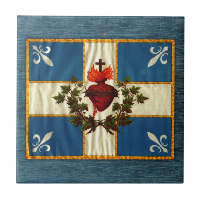 Ancient Quebec flag Chime Sacred Heart Tile (Front)