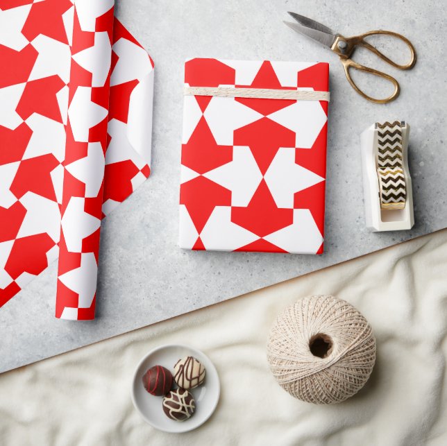 Ancient Red and White Muslim Mamluks Pattern Wrapping Paper (Crafts)
