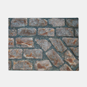 Ancient Red Brick Walkway In Old Montreal Door Mat