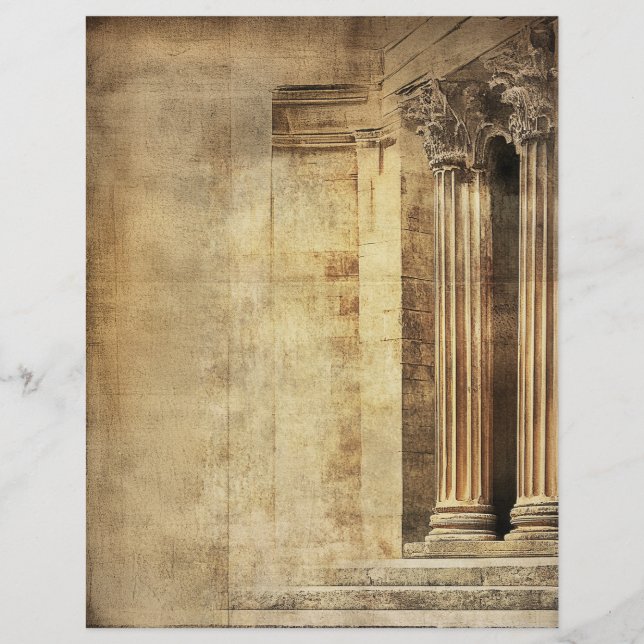 Ancient Roman Columns Aged Vintage Parchment (Front)