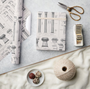 Ancient Roman Columns Architectural Drawing Wrapping Paper
