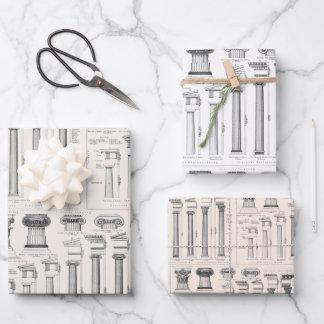 Ancient Roman Columns Architectural Drawings Wrapping Paper Sheet