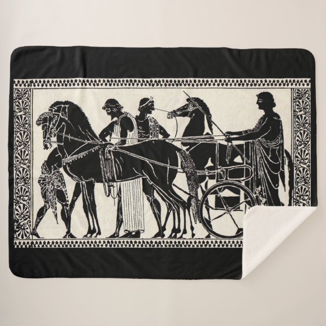 ancient Roman men and horses print Sherpa Blanket (Front (Horizontal))