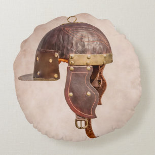Ancient Roman military helmet Round Cushion