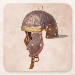 Ancient Roman military helmet Square Paper Coaster