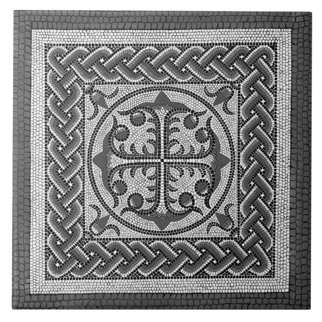 Ancient Roman Mosaic Illustration grey shades Cera Tile (Front)