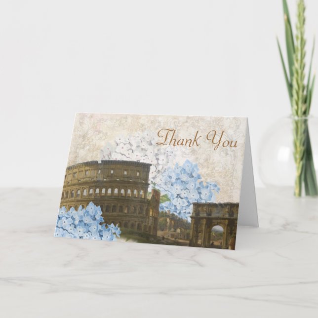 Ancient Rome Blue Hydrangea Thank You Card (Front)