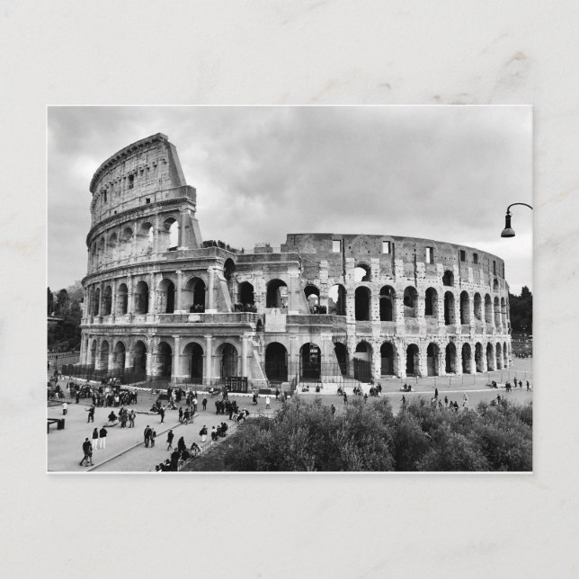 Ancient Rome Colosseum Black & White Postcard (Front)