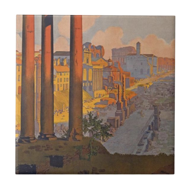 Ancient Rome Travel Ad Painting Tile (Front)