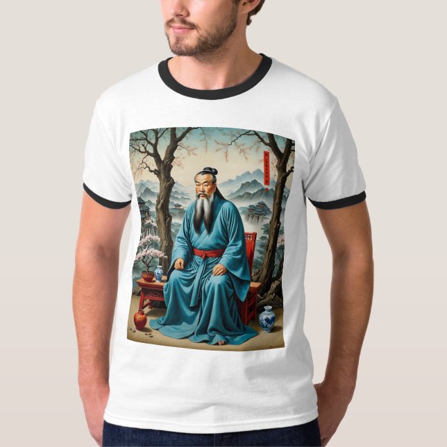Ancient Sage Mountain Wisdom Art T-Shirt (Front)