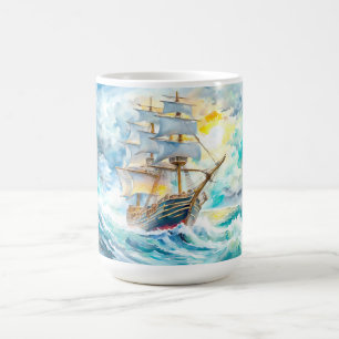 Ancient Sailboat in the Storm Coffee Mug