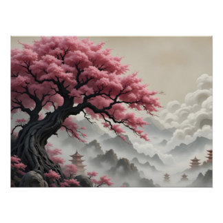Ancient Sakura Mountain Poster