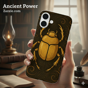 Ancient Scarab Divine Mystique Noir Gold iPhone 16 Plus Case