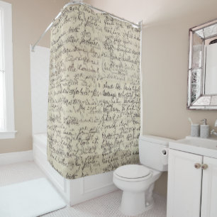 Ancient Script Calligraphy Vintage Print Shower Curtain
