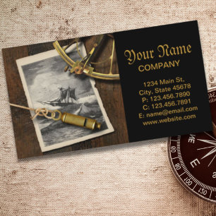 Ancient ship navigation tools nautical business card