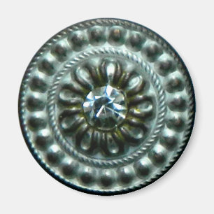 Ancient silver  brooch with gem magnet