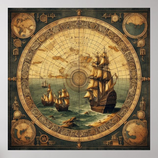 Ancient Spanish Sailing Ship 2 Poster (Front)