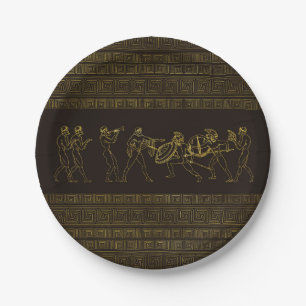 Ancient Sparta  Greece scene on greek pattern Paper Plate