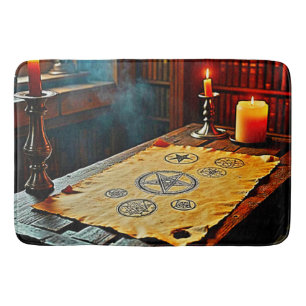 Ancient Spells on a Mystic Scroll Bath Mat