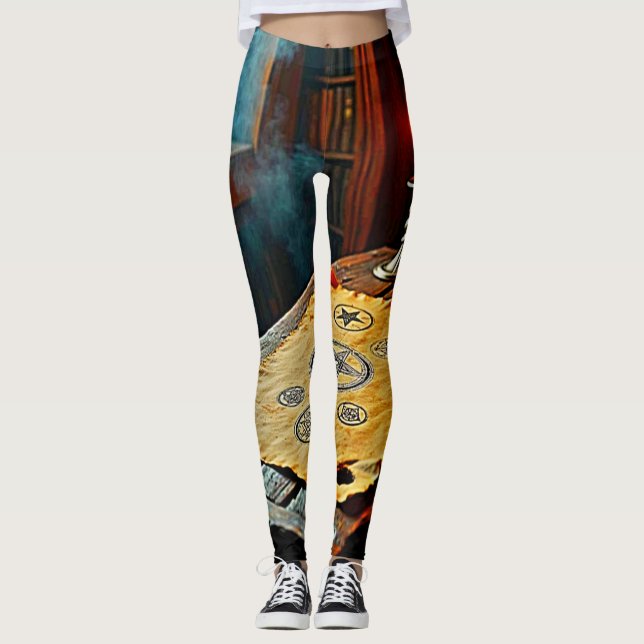 Ancient Spells on a Mystic Scroll Leggings (Front)