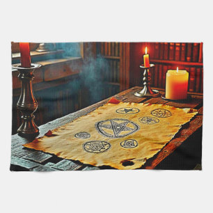 Ancient Spells on a Mystic Scroll Tea Towel