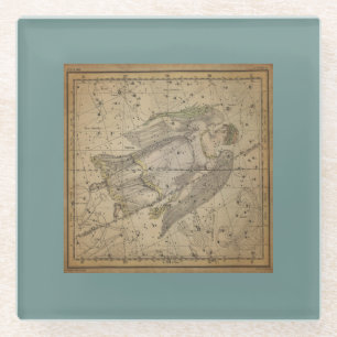 Ancient Star Chart of Virgo the Moon Glass Coaster