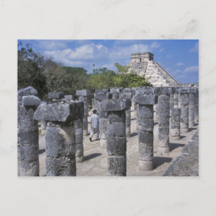 Ancient Stone pillars in Chichen Itza. Central Postcard