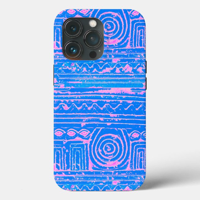 Ancient Sumerian Mesopotamian Pattern Blue Case-Mate iPhone Case (Back)