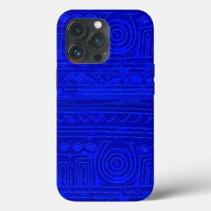 Ancient Sumerian Mesopotamian Pattern Blue iPhone 13 Pro Case