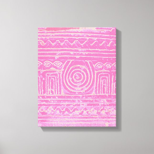 Ancient Sumerian Mesopotamian Pattern Pink Canvas Print (Front)