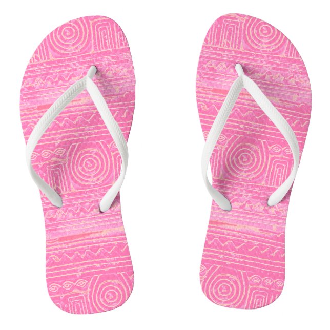 Ancient Sumerian Mesopotamian Pattern Pink Jandals (Footbed)