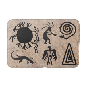 Ancient Symbols and Rock Petroglyphs Bath Mat