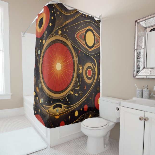 Ancient symbols in vibrant Abstract Design Shower Curtain (In Situ)