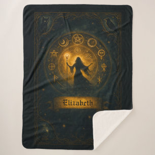 Ancient Symbols & Magical Sorceress Custom Name Sherpa Blanket