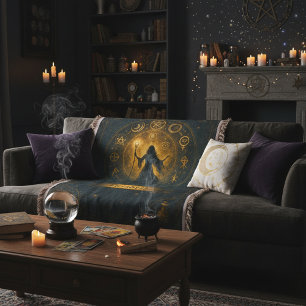 Ancient Symbols & Magical Sorceress Custom Name Throw Blanket