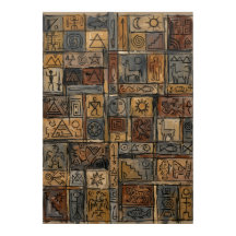 Ancient Symbols Mosaic Poster | Hieroglyphic Triba