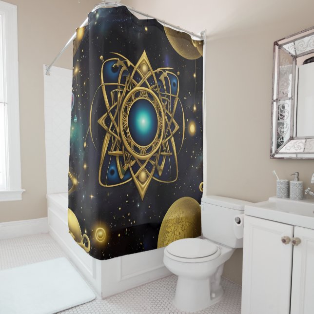 Ancient symbols pattern in vibrant Abstract Design Shower Curtain (In Situ)