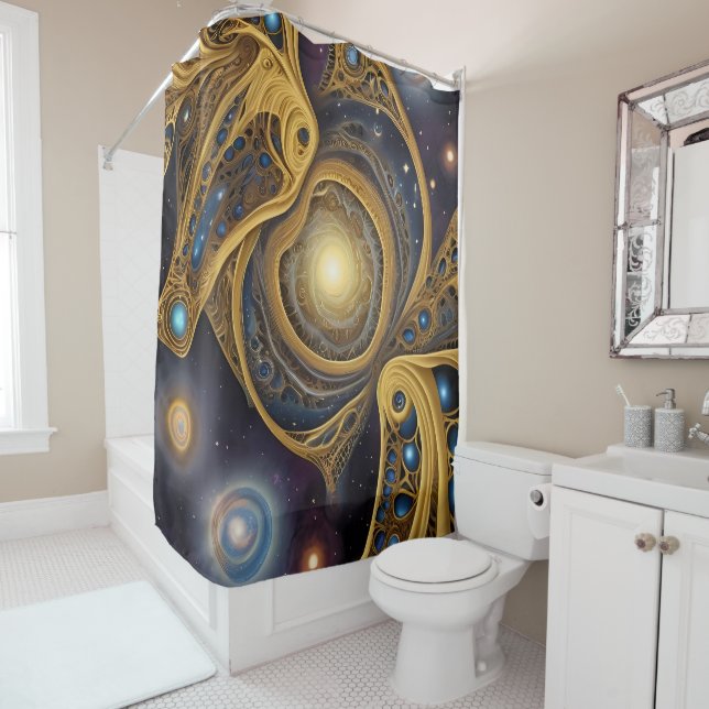 Ancient symbols pattern in vibrant Abstract Design Shower Curtain (In Situ)