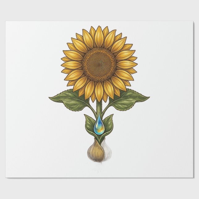 Ancient Symmetrical Sunflower Motif Wrapping Paper (Flat)