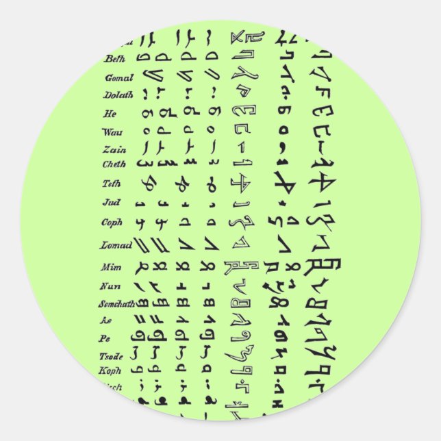 Ancient Syrian Alphabet Classic Round Sticker (Front)