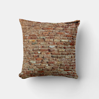 Ancient Textured Brick Wall of Lal Killa Indiaaged Cushion