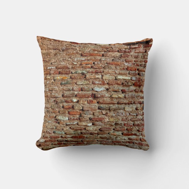 Ancient Textured Brick Wall of Lal Killa Indiaaged Cushion (Front)